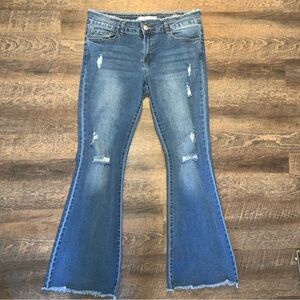 GOGO Blue Jeans Distressed Flare Wide Leg Women’s Size 11/30